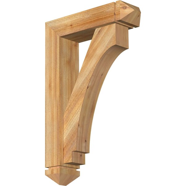 Ekena Millwork Imperial Arts and Crafts Rough Sawn Bracket w/ Offset Brace, Western Red Cedar, 6"W x 22"D x 34"H BKT0604X22X34IMP03RWR - main